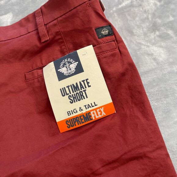 Dockers Shorts Mens 58 Red Ultimate Khaki Flat Front Supreme Flex 9" Inseam - Picture 14 of 16